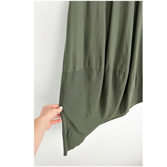 Wendy Trendy Lagenlook Olive Green Cotton Micro Stripe Maxi Dress one size - Picture 4 of 8